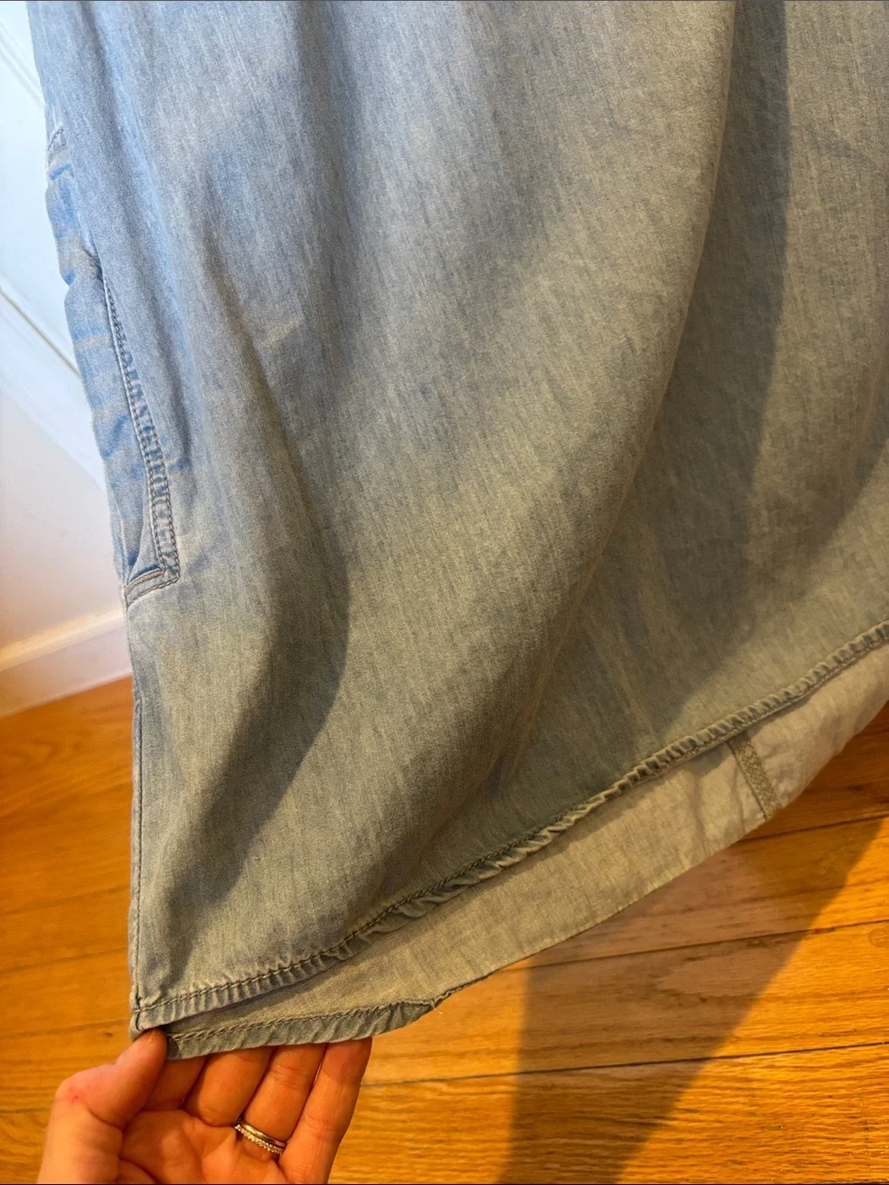 Ellos Sz 10 Light Blue Denim Tunic Top With Pockets 100% Cotton - Picture 5 of 5